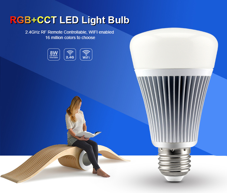 8W RGB+CCT LED Light Bulb - Click Image to Close